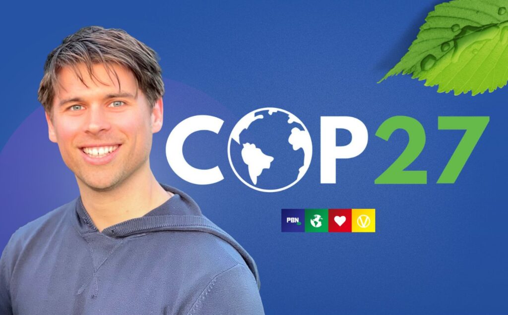 Klaus Mitchell beside the words "COP27"