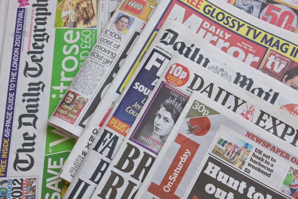 a collection of UK newspapers