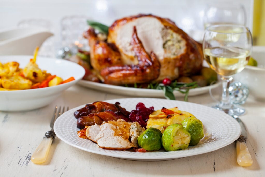 A turkey Christmas dinner