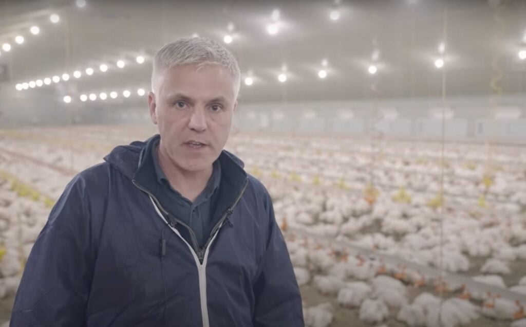 VFC owner Matthew Glover in a chicken farm