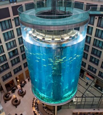 the aquadom aquarium in Berlin has burst
