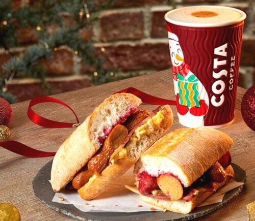 Costa Coffee's vegan P’gs & Blankets Panini sandwich from the UK