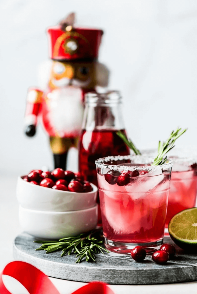 Vegan festive Cranberry Margarita cocktail