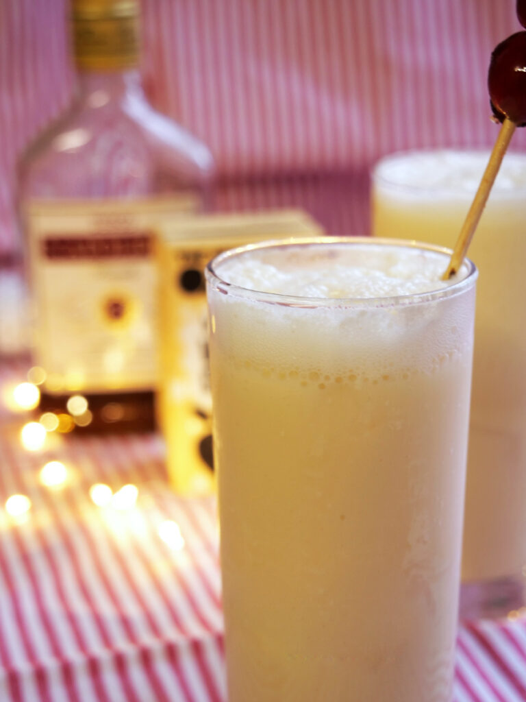 Vegan snowball cocktail with nondairy custard