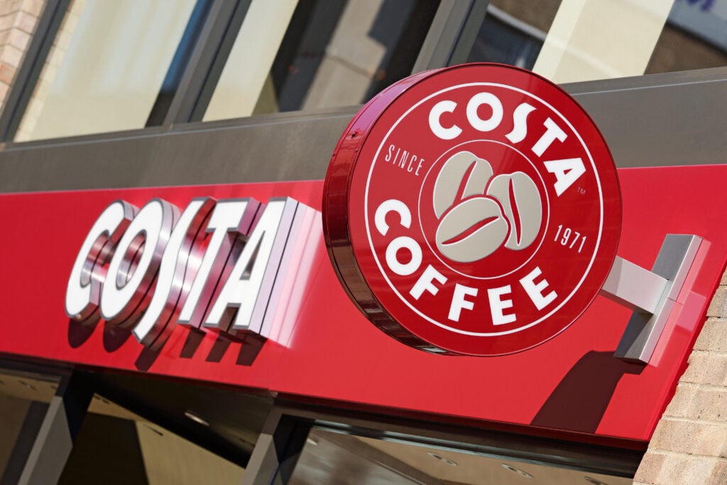 The outside of a Costa Coffee branch in the UK