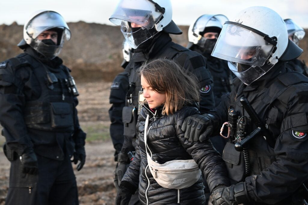 Greta Thunberg after being detained by police in Germany