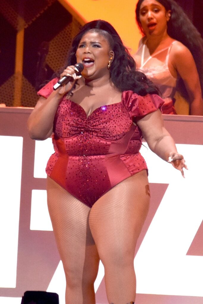 Vegan singer Lizzo performing on stage