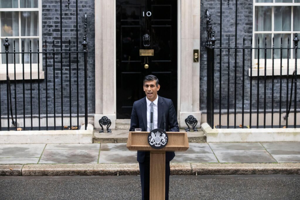 Rishi Sunak speaking outside No10 Downing Street