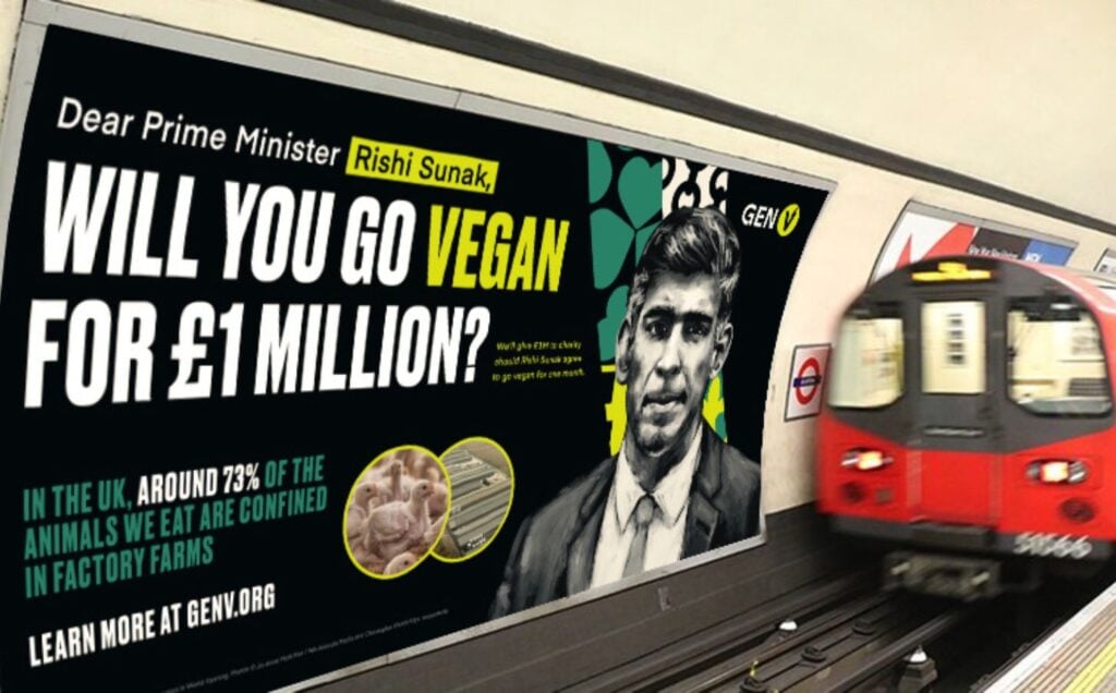 Rishi Sunak vegan campaign on the London Underground