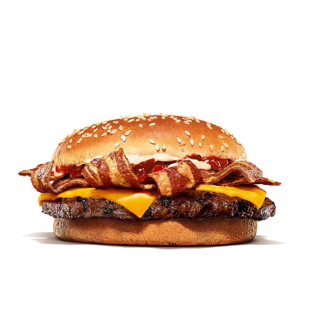 Burger King's Bakon King burger with vegan La Vie bacon and dairy-free Violife cheese