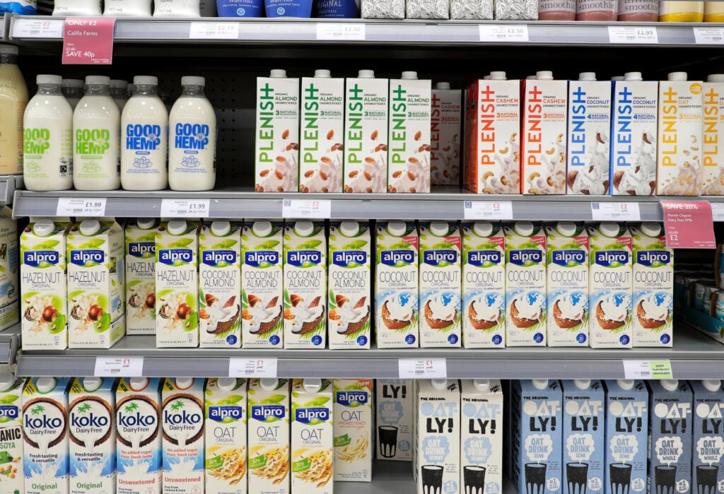 Vegan milk in a UK supermarket
