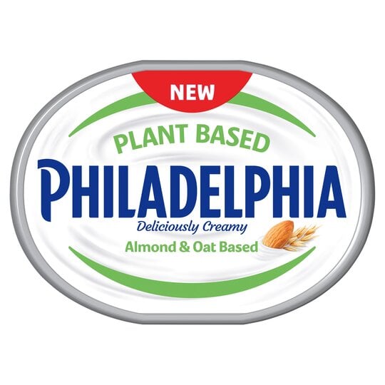 Vegan Philadelphia cream cheese made from almonds and oat