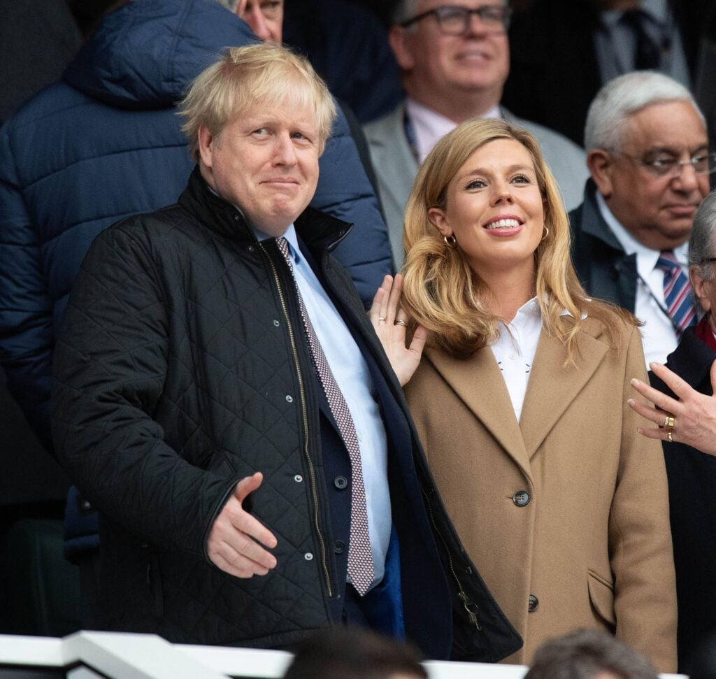 Former UK Prime Minister Tory Boris Johnson and his wife Carrie