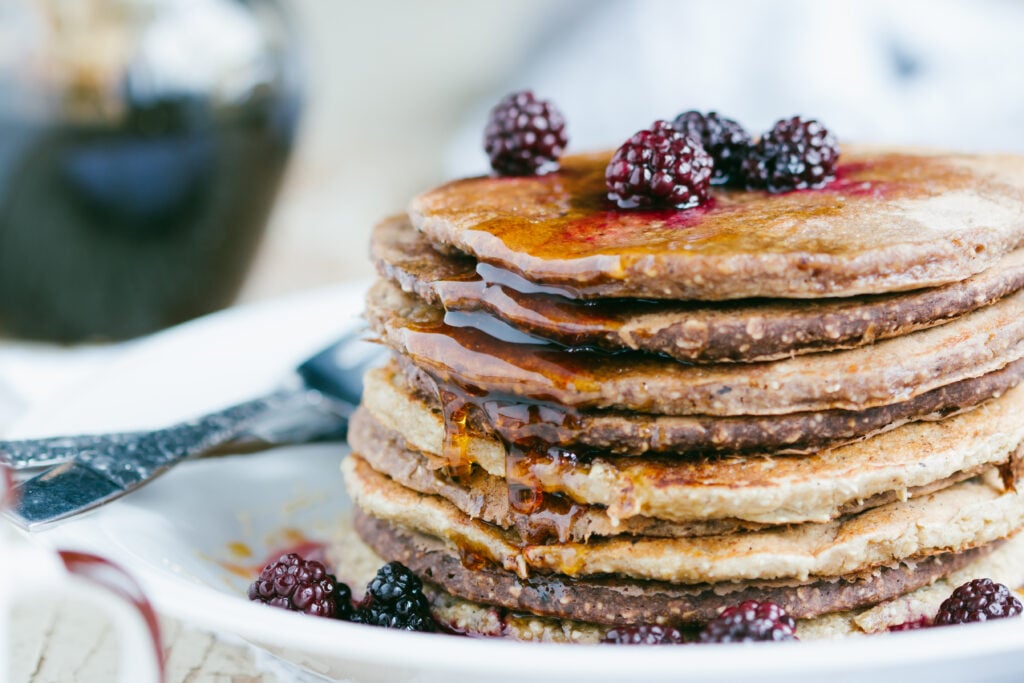 Wholewheat Vegan blackberry pancakes
