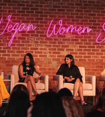 Four women speaking at the Vegan Women's Summit 2022