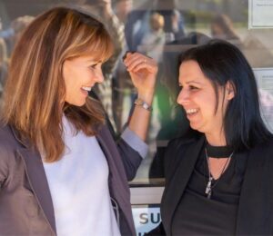 Alexandra Paul and Alicia Santurio outside court after being found not guilty after rescuing two chickens