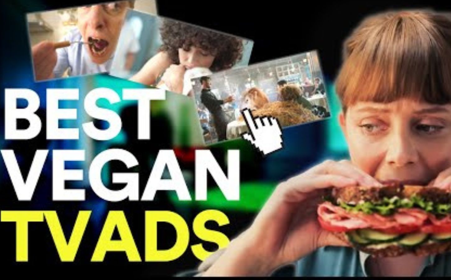 A graphic reading the "best vegan TV ads"
