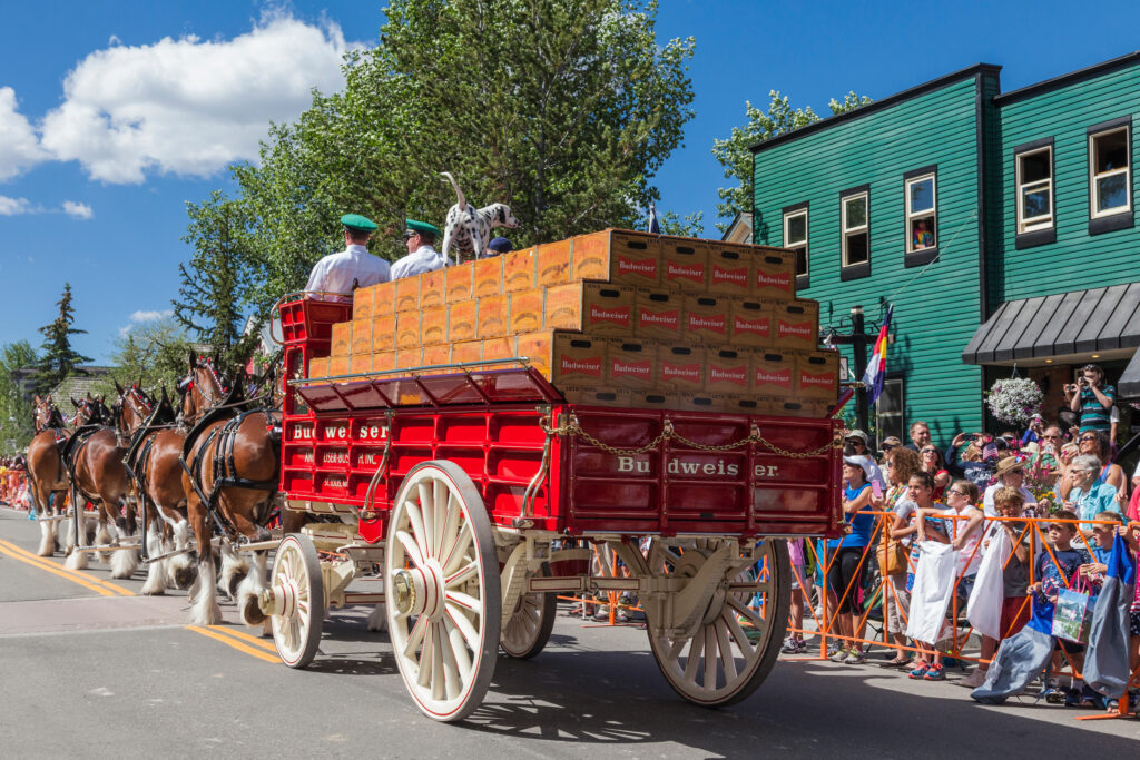 Budweister horses pulling a wagon