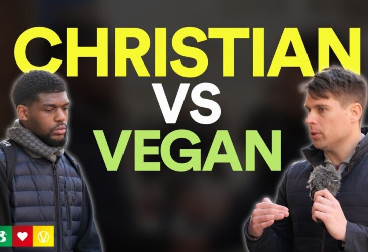 A graphic reading "Christian vs Vegan"