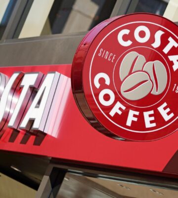 The outside of a Costa Coffee chain in the UK, which has just released vegan whipped cream