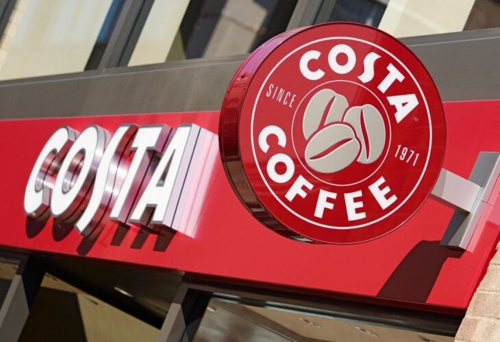 The outside of a Costa Coffee chain in the UK, which has just released vegan whipped cream