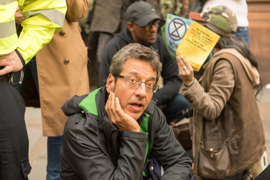 Environmental campaigner George Monbiot at a protest