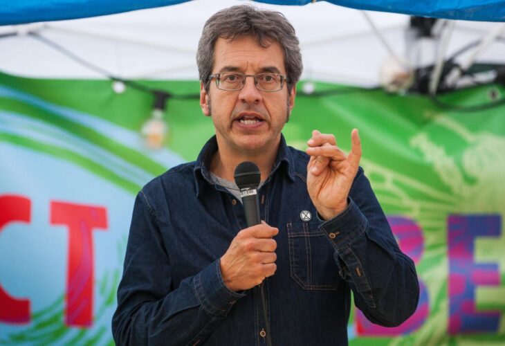 Environmental campaigner George Monbiot speaking at a festival