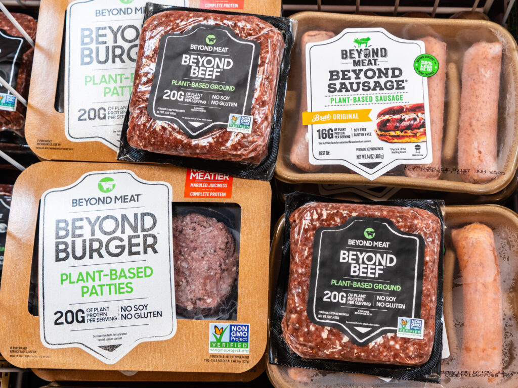 Vegan meat in a supermarket