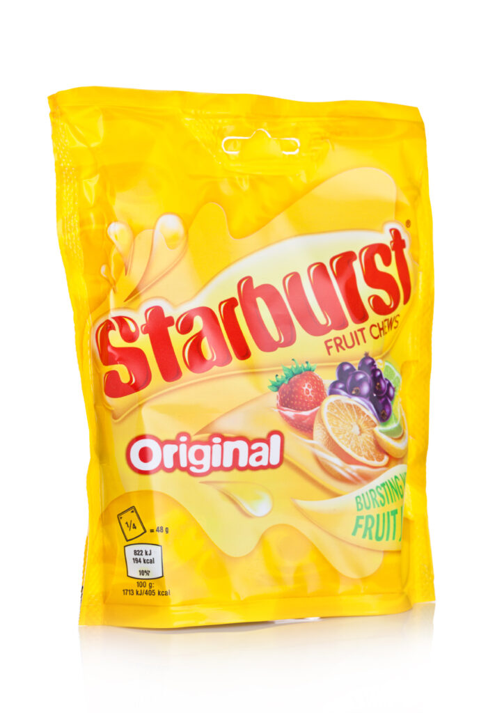 A packet of vegan-friendly sweets Starbursts