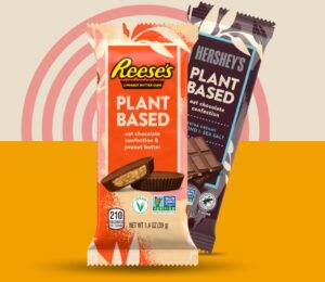 The new vegan Hershey's Reese's Peanut Butter Cup, featuring dairy-free chocolate