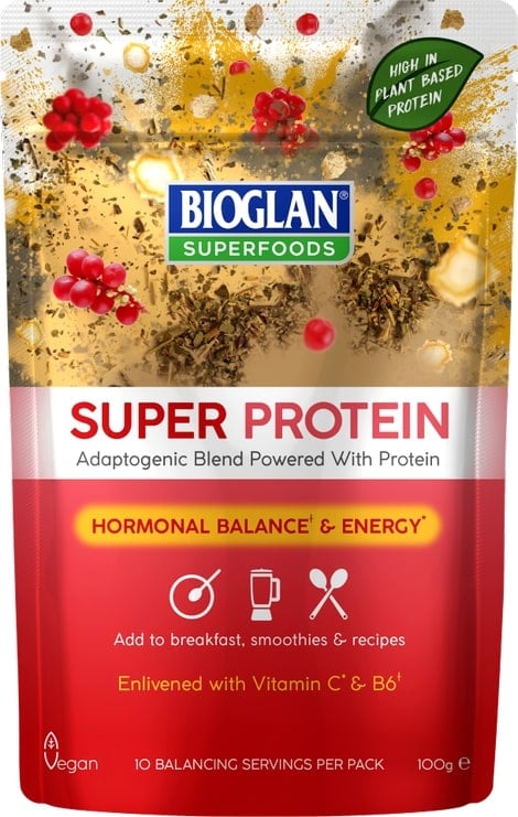 Bioglan super protein powder pouch on a white background