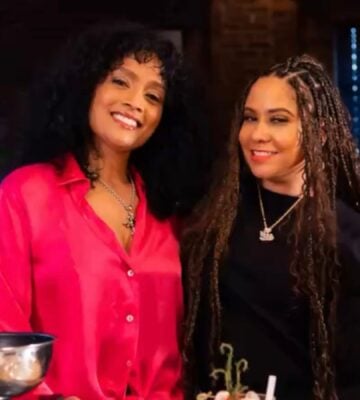 Angela Yee and Charlise Rookwood on the set of the Black Vegan Cooking Show