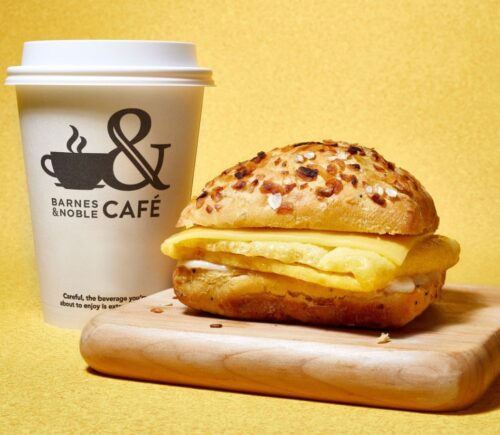 A vegan just Egg Breakfast sandwich at Barnes & Noble in the USA