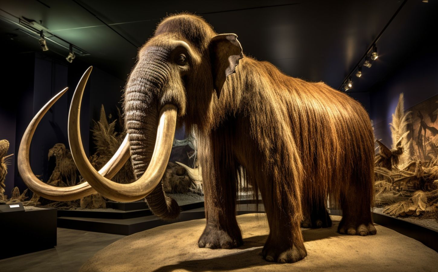 A woolly mammoth with tusks