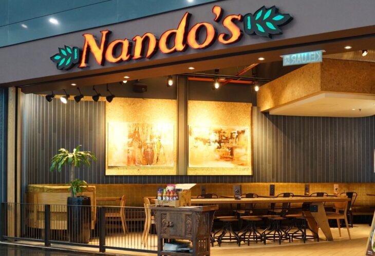 The outside of a Nando's restaurant, which has a number of vegan and vegetarian options