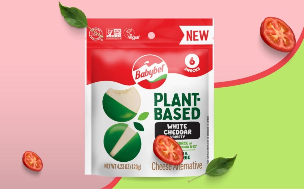 Packet of new Babybel vegan and dairy-free White Cheddar flavor
