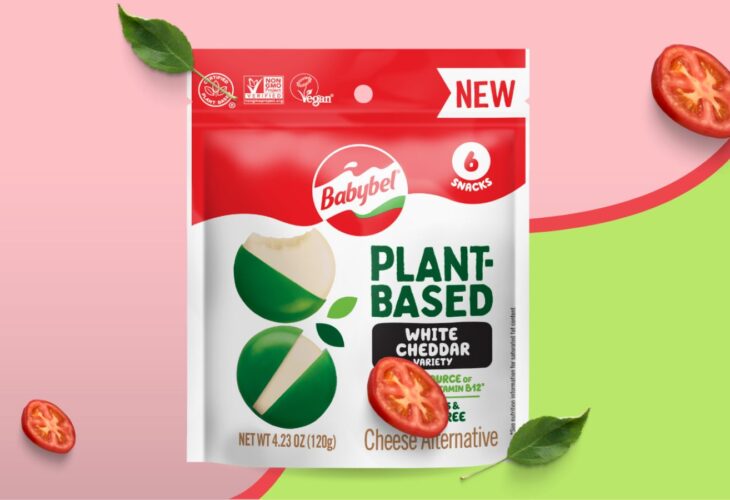 Packet of new Babybel vegan and dairy-free White Cheddar flavor