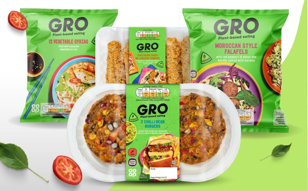 Co-op's GRO vegan food range new releases, including plant-based burgers and gyozas