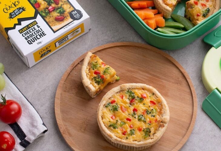 A vegan cheese and broccoli egg quiche from Crackd