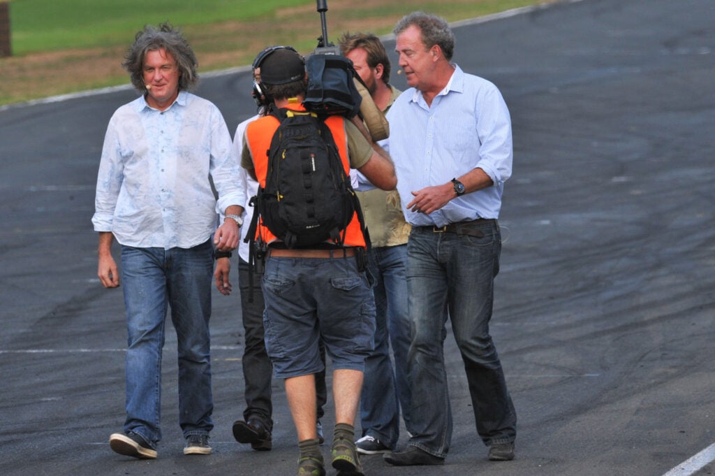 Jeremy Clarkson and James May on the set of Top Gear