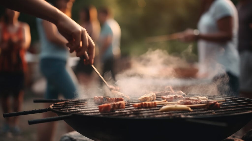 AI generated image of a person cooking meat on a BBQ