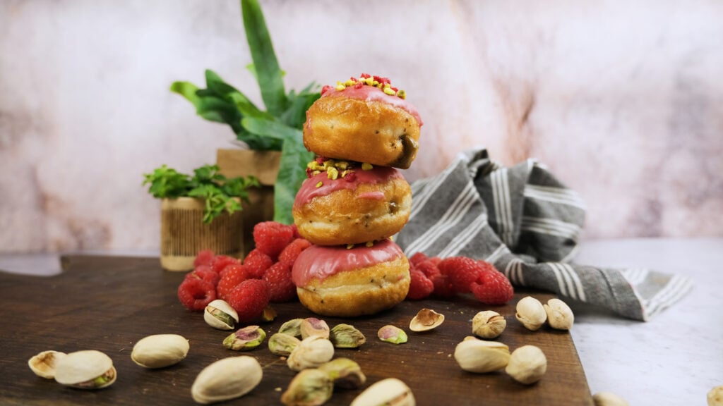A stack of vegan donuts from Crosstown in the UK