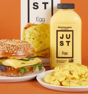 A selection of vegan egg products made by US plant-based food brand JUST egg