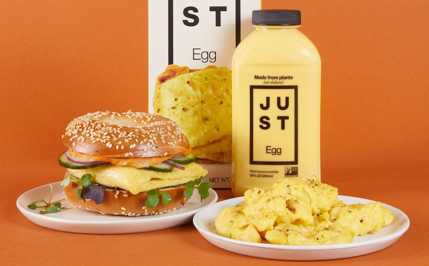 A selection of vegan egg products made by US plant-based food brand JUST egg