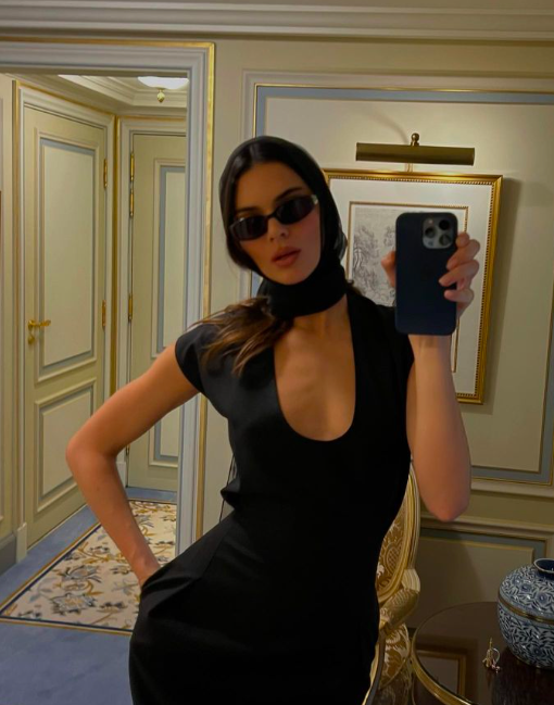 Celebrity Kendall Jenner poses for a mirror selfie