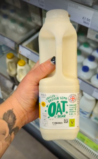 A semi-skimmed vegan oat milk in a dairy-style carton at Marks and Spencer