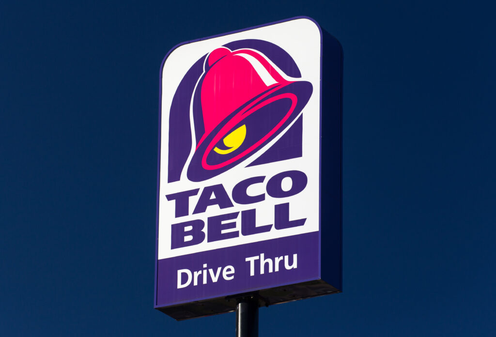 The outdoor sign of Taco Bell, which has just released a new