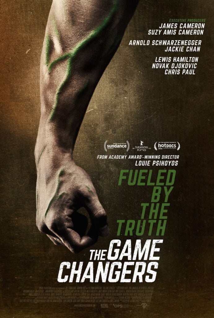 A poster for vegan documentary film The Game Changers, which is on Netflix