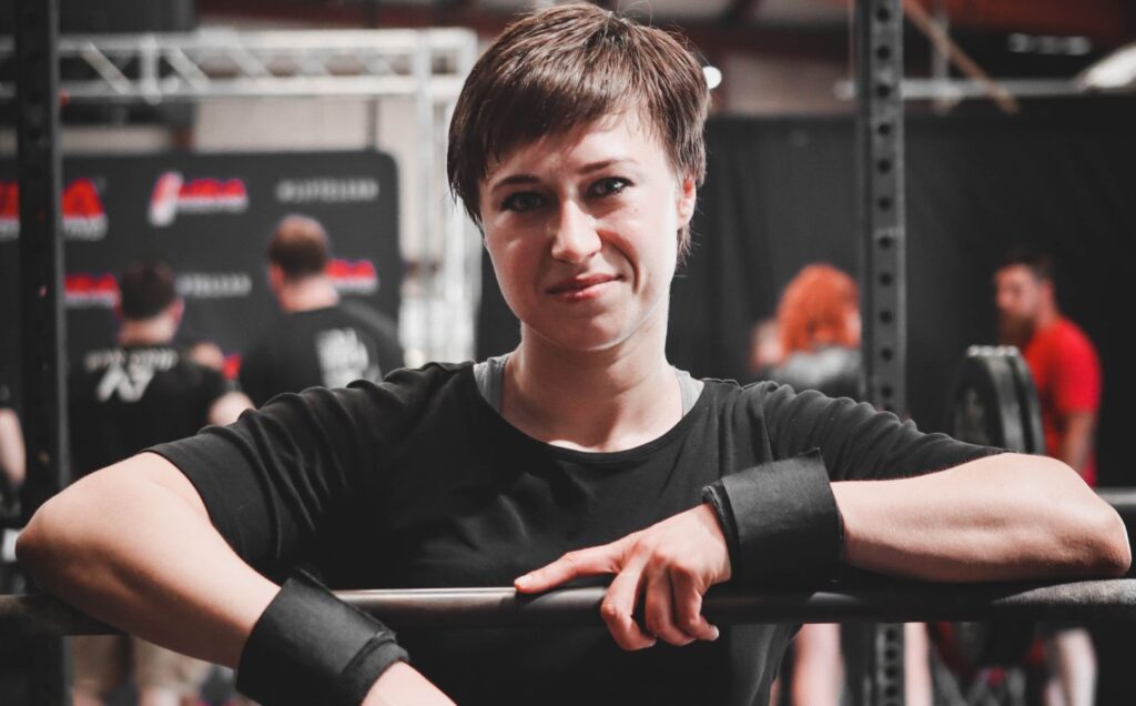 Katya Gorbacheva, a vegan US-based athlete, at the gym