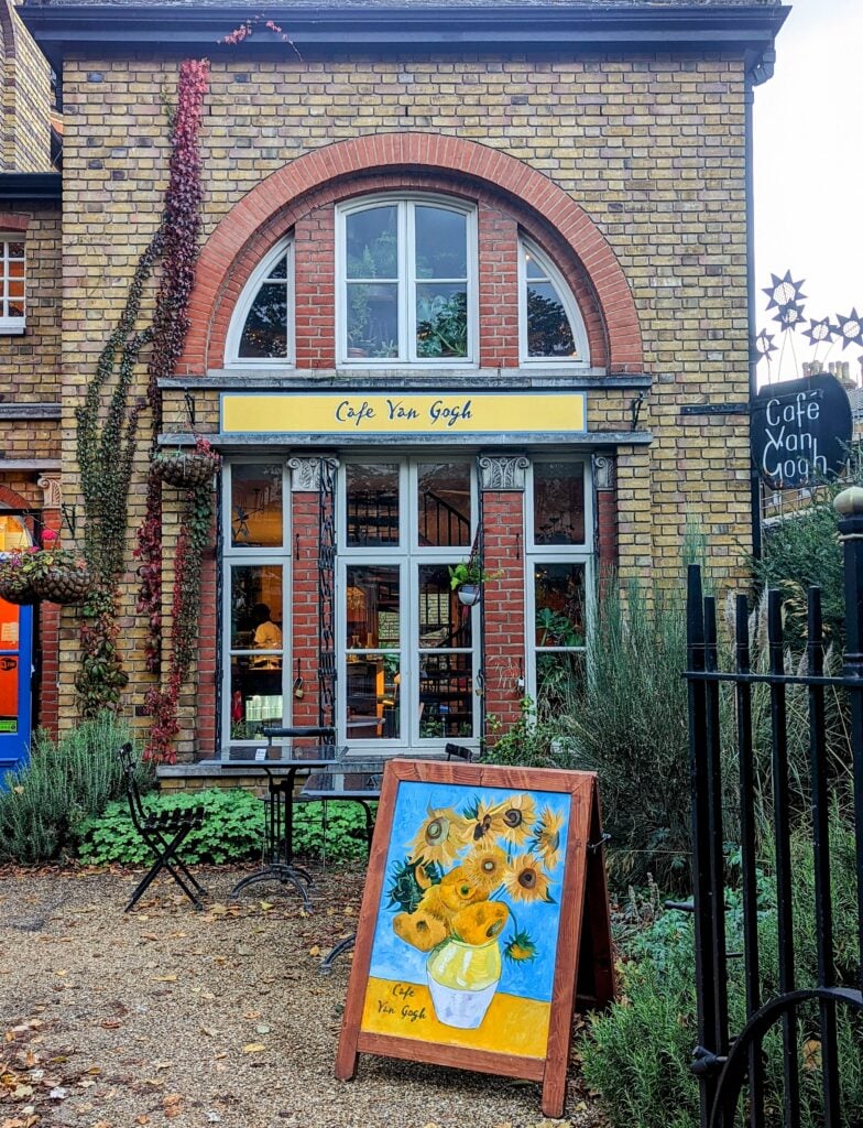 The outside of Cafe Van Gogh, which is situated in Brixton, London